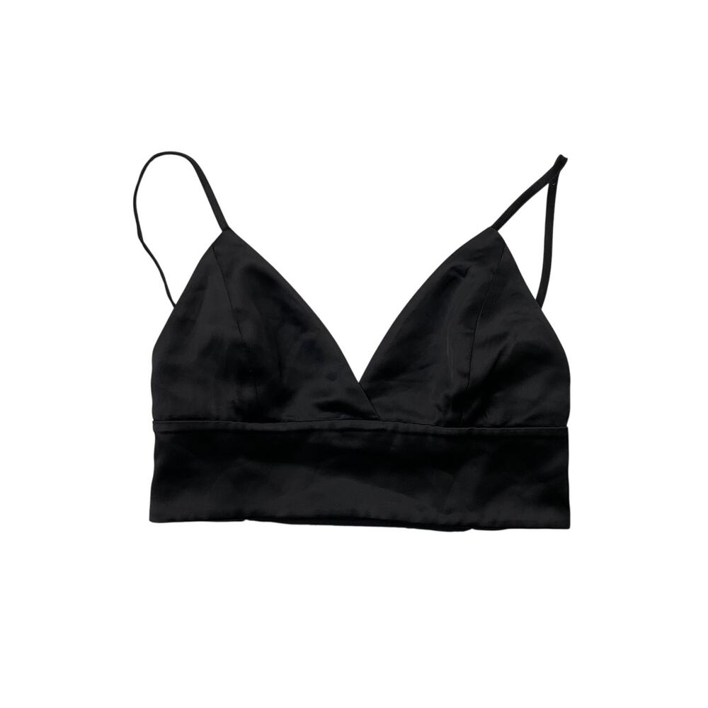 Babaton Top Womens 2XS Black Smocked Back Cropped Top Bralette Deep V Neck Tank